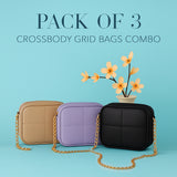Crossbody Grid Bags Combo - Pack of 3