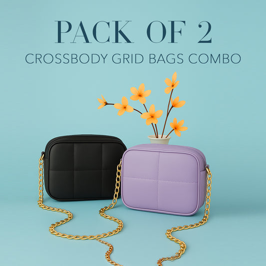 Crossbody Grid Bags Combo - Pack of 2