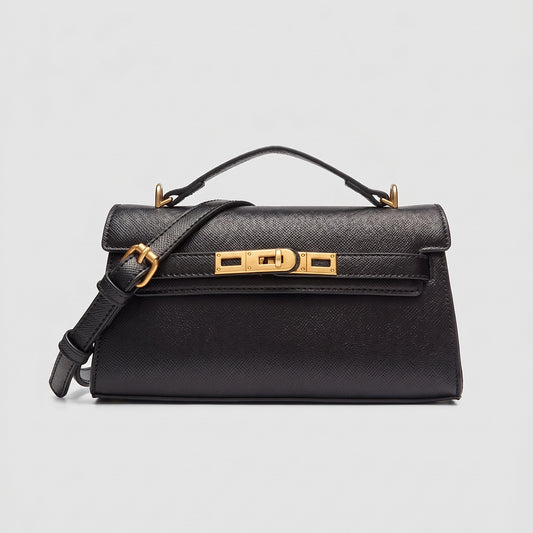 Classic Structured Top-Handle Bag - Black