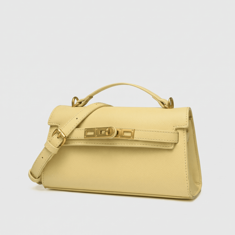Classic Structured Top-Handle Bag - Yellow