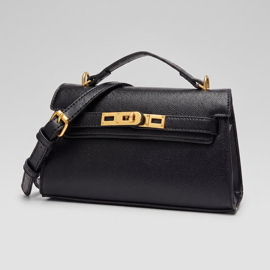 Classic Structured Top-Handle Bag - Black