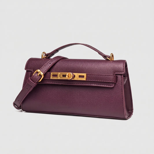 Classic Structured Top-Handle Bag - Burgandee