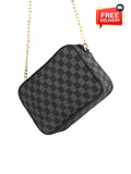 Dotfits Premium Checkered Crossbody Bag – Black-Grey Checks