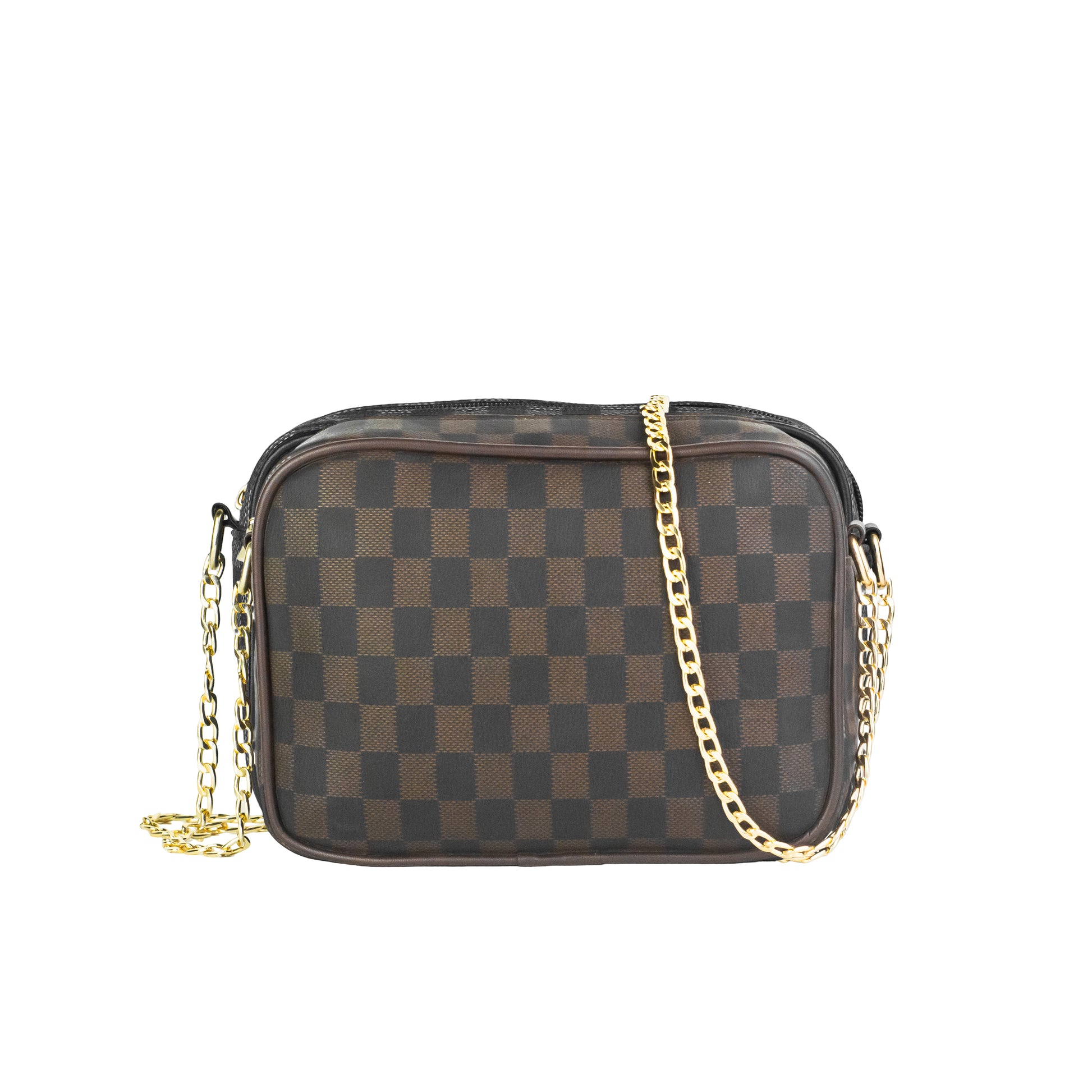 Dotfits Premium Checkered Crossbody Bag – Brown-Black Checks - Dotfits