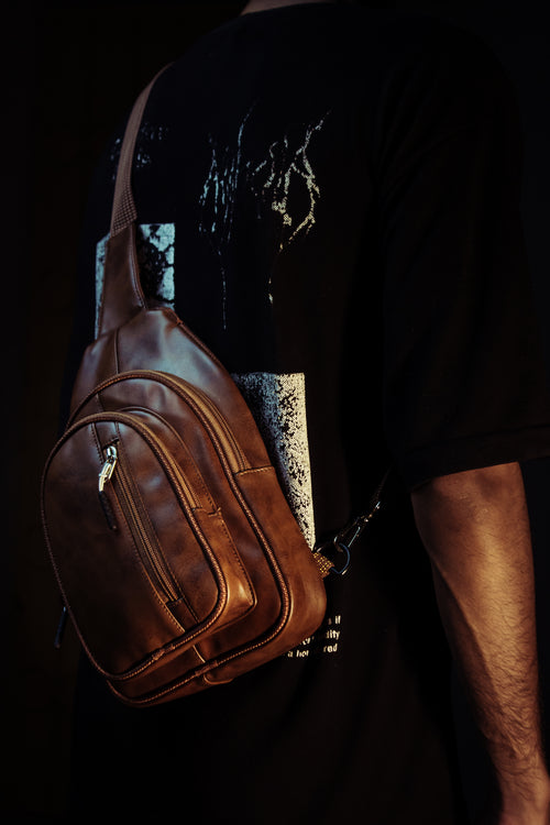 Brown-Compact Crossbody Sling – Travel & Daily Use - Dotfits