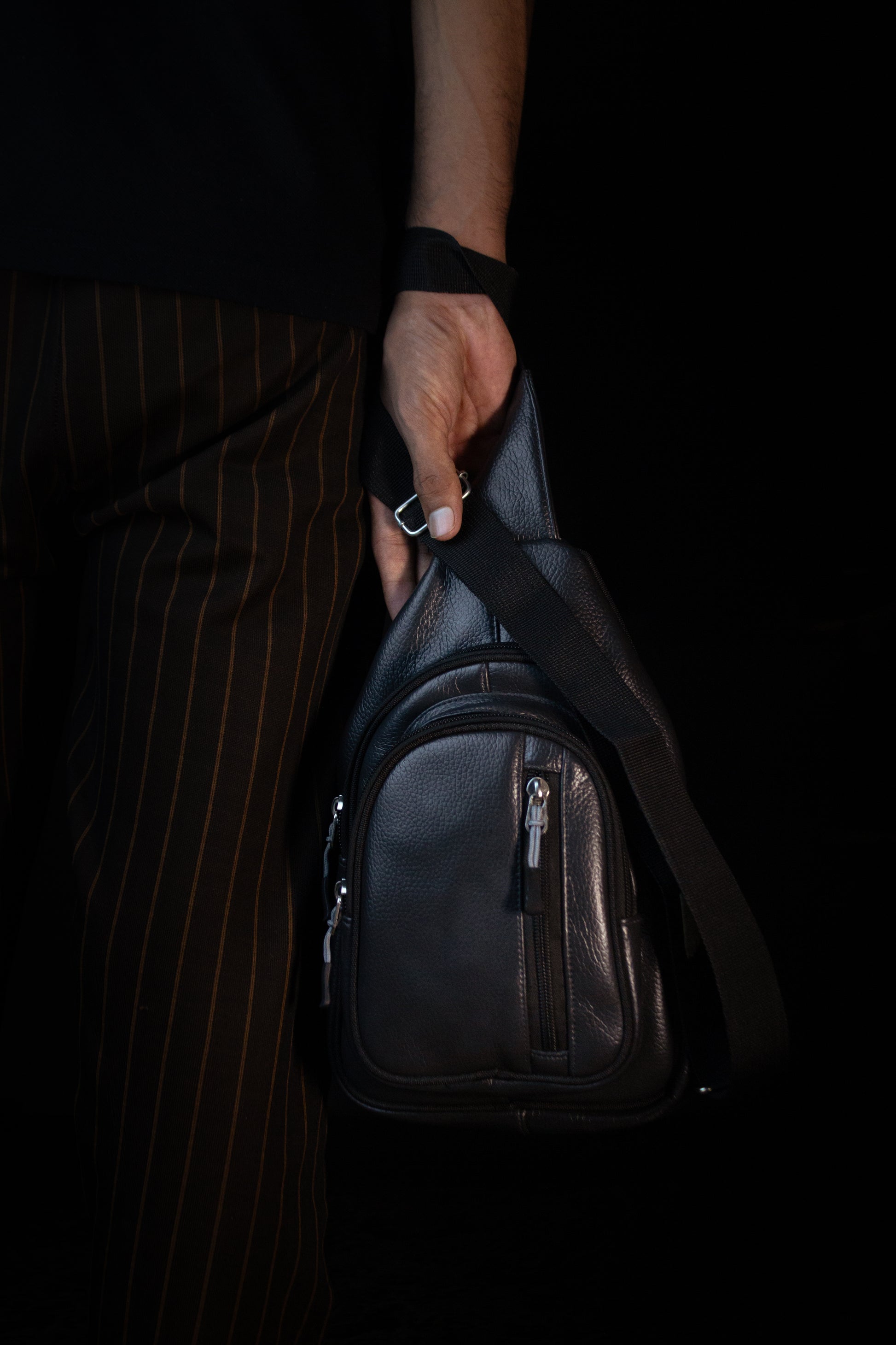 Charcoal -Compact Crossbody Sling – Travel & Daily Use - Dotfits