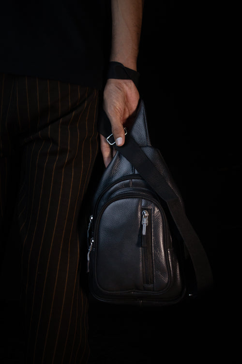 Charcoal -Compact Crossbody Sling – Travel & Daily Use - Dotfits