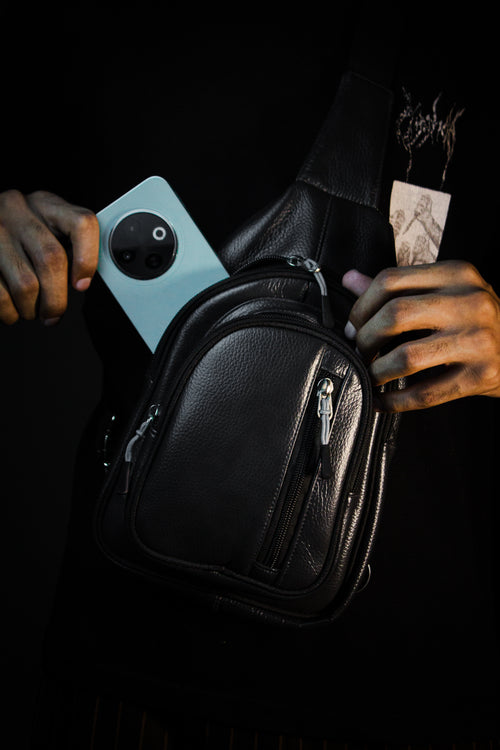 Charcoal -Compact Crossbody Sling – Travel & Daily Use - Dotfits