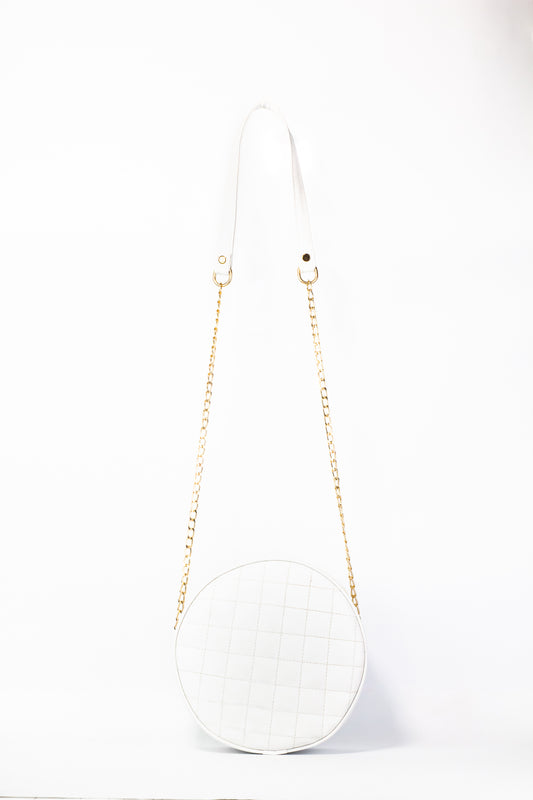 Cross Body Round Box - White - Dotfits