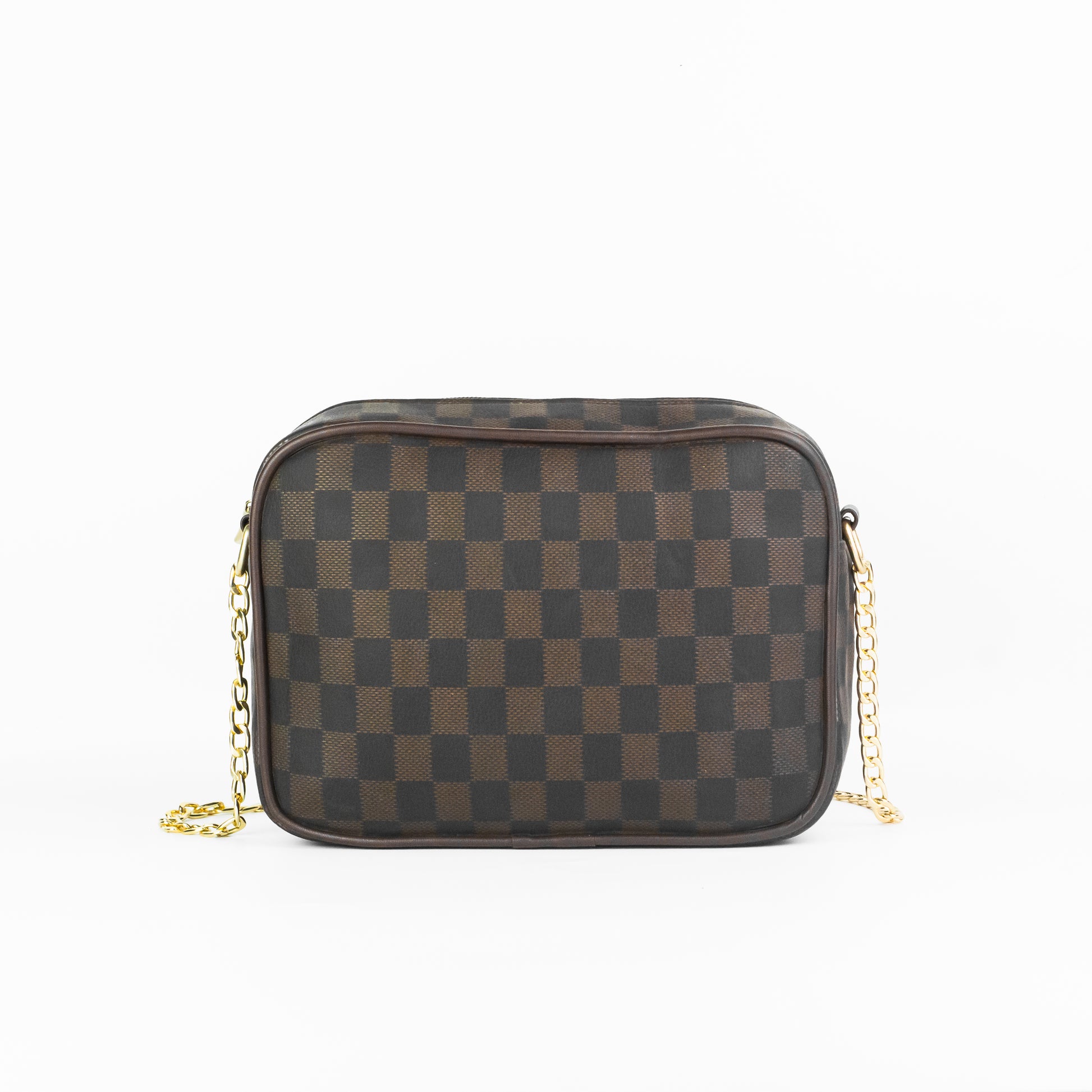Dotfits Premium Checkered Crossbody Bag – Brown-Black Checks - Dotfits