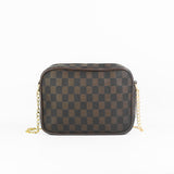 Dotfits Premium Checkered Crossbody Bag – Brown-Black Checks