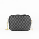 Dotfits Premium Checkered Crossbody Bag – Black-Grey Checks