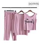 Printed 3 Piece Nightwear | 3 Pcs Sleepwear Night Suit (PINK Color)