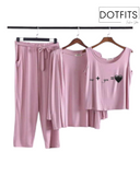 Printed 3 Piece Nightwear | 3 Pcs Sleepwear Night Suit (PINK Color)