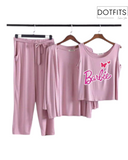 Printed 3 Piece Nightwear | 3 Pcs Sleepwear Night Suit (PINK Color)