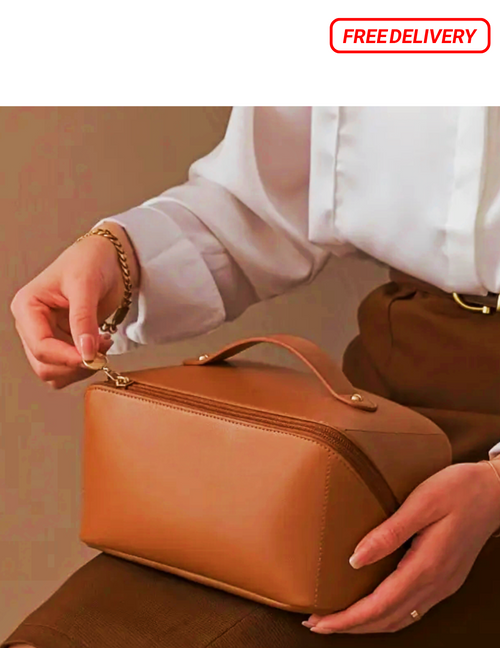 Cosmetic Portable Bag - Brown - Dotfits