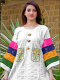 White Stitched cotton Dress 3 Piece Embroidered