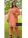 Stitched 2 piece linen size medium embroidered 01