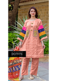 Pink Stitched cotton Dress 3 Piece Embroidered