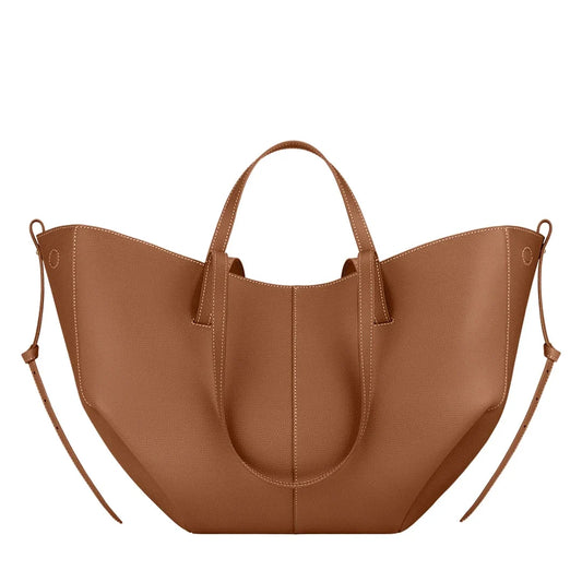 Eloura Brown Leather Tote Bag for Women | Free Matching Pouch