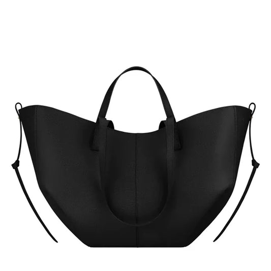 Eloura Black Leather Tote Bag for Women | Free Matching Pouch