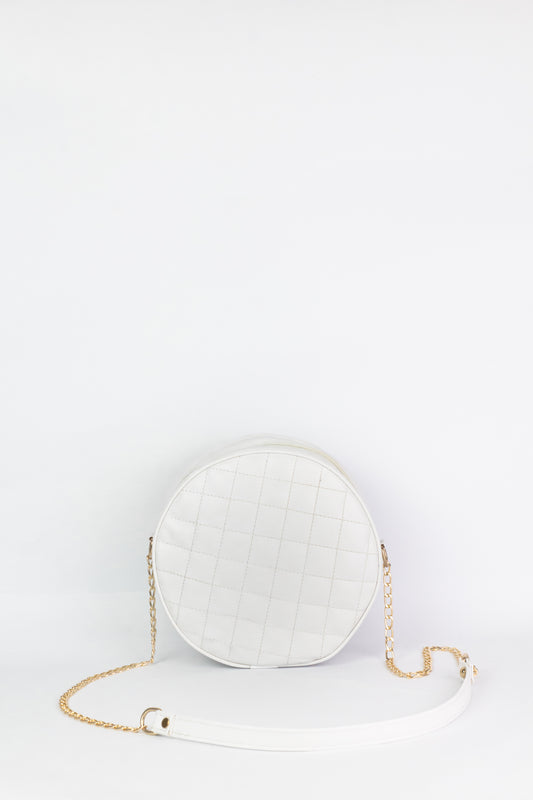 Cross Body Round Box - White - Dotfits
