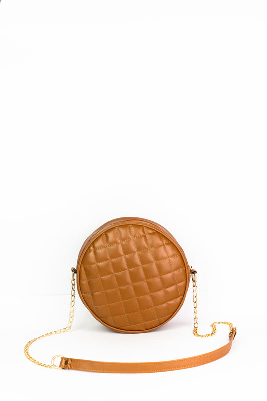 Cross Body Round Box - Brown - Dotfits