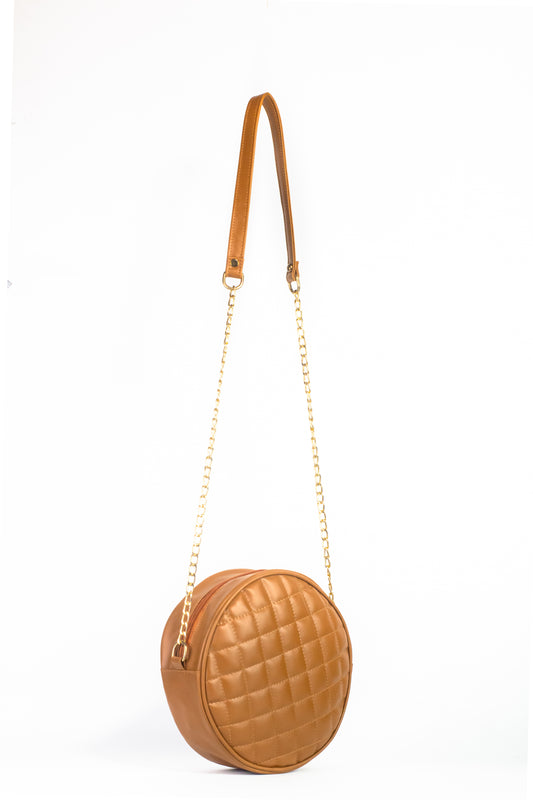 Cross Body Round Box - Brown - Dotfits