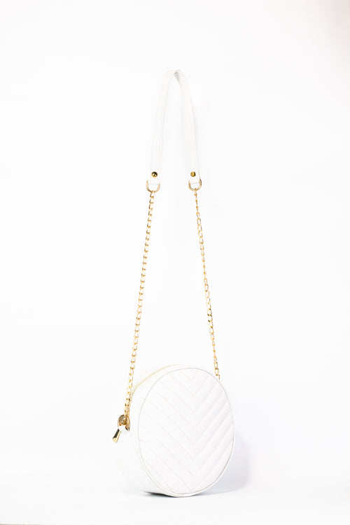 Cross Body Round V - White - Dotfits